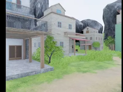 Lush Mountain Village 3D model