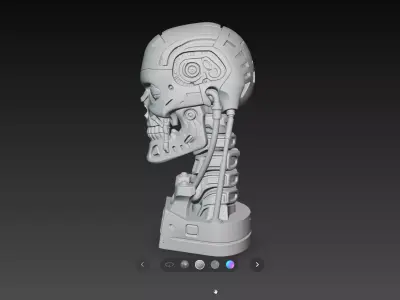 Biomechanical Skull Endoskeleton Mecha Head Sculpture STL V2 3D print model