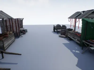 Medieval Market PBR Low-poly 3D model