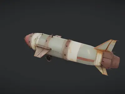 rusty military missile or torpedo 3D model
