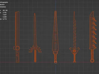 Anime swords Low-poly 3D model