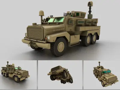 Cougar 6x6 MRAP Low-poly 3D model