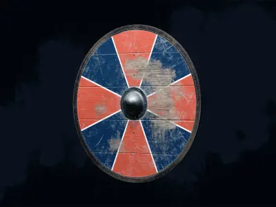 Viking shield 1 - War-Torn Low-poly 3D model