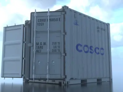 Shipping Container 10ft Rigged Low-poly 3D model