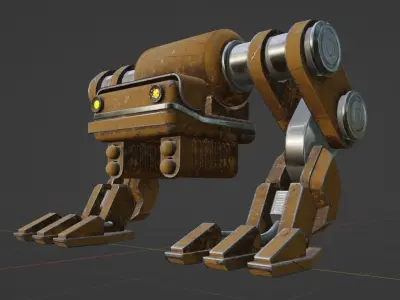 Old Battle Mech Free low-poly 3D model