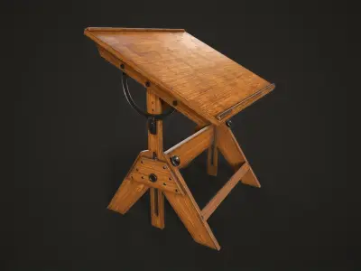Artist drafting table Low-poly 3D model
