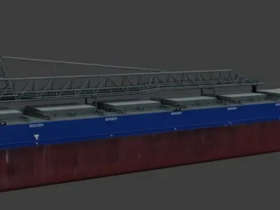 Self-unloading bulk carrier 3D model Low-poly 3D model