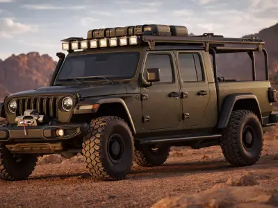 Desert Rally Off-Road Pickup Truck  Rigged Game-Ready Vehicle  3D model