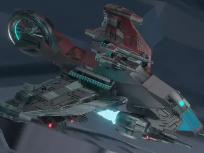 Medium poly 3D SCI-FI Spaceship Low-poly 3D model