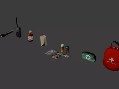 PSX Low-Poly Survival Props Pack Free low-poly 3D model