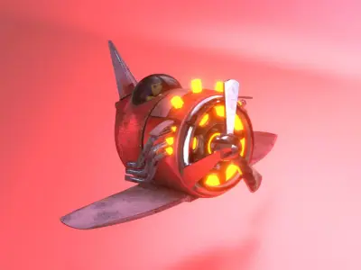 Red-Plane airplane Low-poly 3D model