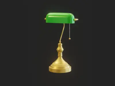 Cartoon Banker Lamp Subdivision Ready for Film Low-poly 3D model