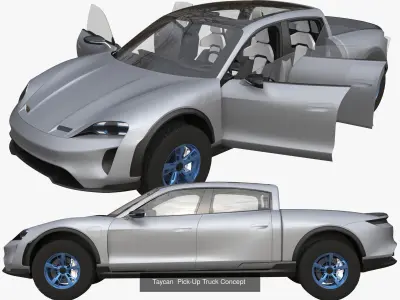 Porsche Taycan Pick-Up Truck 3D Model Pack purchase