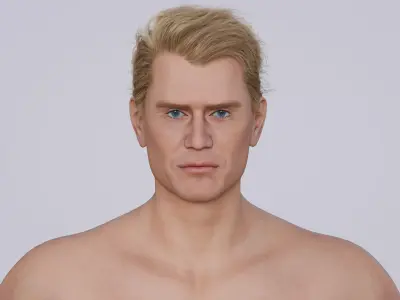 Dolph Lundgren - Male Celebrity Actor - Classic Side Part Hair Low-poly 3D model