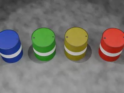Set of clean barrels Low-poly 3D model