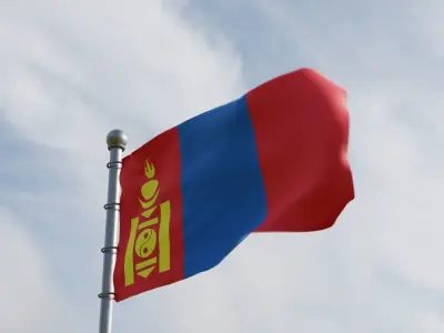 Animated Mongolia Flags 3D model