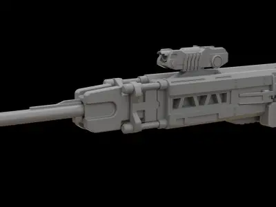 Mecha hard surface sniper rifle 3D model