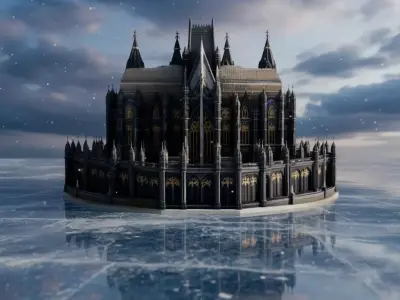 Dark Medieval Castle Fortress  Black Fantasy Stronghold 3D Model Low-poly 3D model