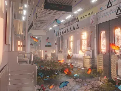 Blossom Subway Scene Spring-Themed  3D model