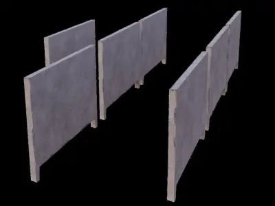 Modular soviet concrete fences Free low-poly 3D model