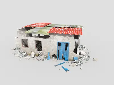 low poly destroyed building 5 Low-poly 3D model