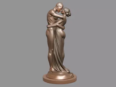 Bronze Embracing Couple Sculpture 3D model