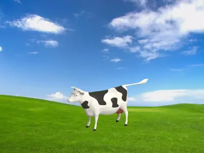 Cow Model on field with sky Free 3D model