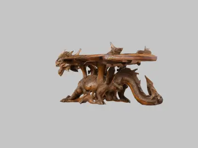 Medieval Dragon wooden Carved Table Low-poly 3D model