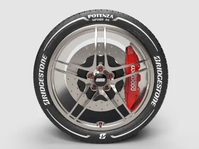 Rim with brake set and tire CG 3D model