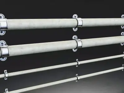 Industrial Wall Pipe Set Low-poly 3D model