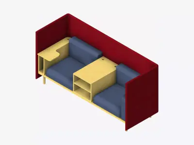 Sofa - Contemporary - Flame - Central Shelf Work Shelf Low-poly 3D model