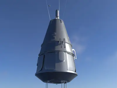 Sputnik 3 spacecraft flying in sky Low-poly 3D model