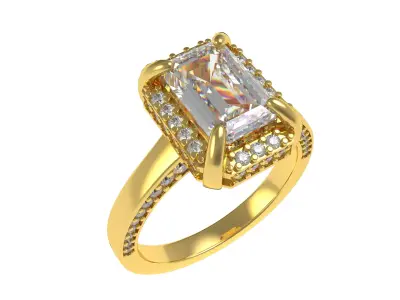 Antique Emerald Halo Engagement Ring 3D print model