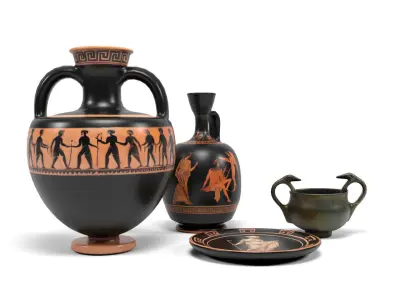 Greek pottery  Low-poly 3D model