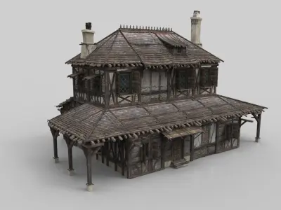 Medieval house fantasy 14  Low-poly 3D model