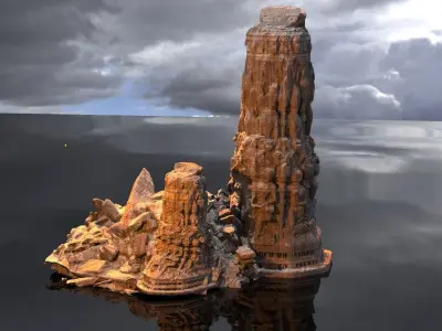 Dantes Underworld Ancient Stone Carved rock 4  3D model