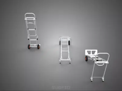 FOLDABLE HAND TRUCK PLATFORM TROLLEY CART FLATBED UPRIGHT TILTED 3D model