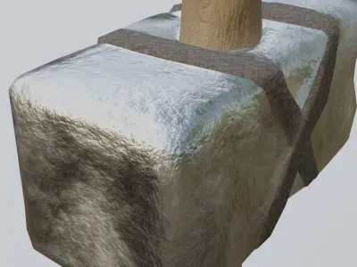 low-poly PBR sledgehammer axe with cross Low-poly 3D model