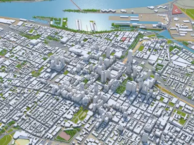 Montreal Downtown Quebec Canada Low-poly 3D model