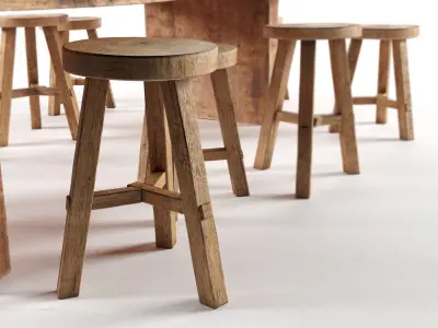 Wooden Dining Table Low-poly 3D model purchase