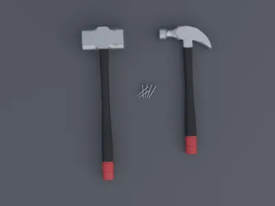 Hammer Low-poly 3D model 13