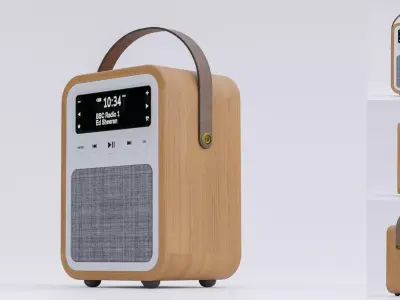 Wooden Portable Radio Low-poly 3D model