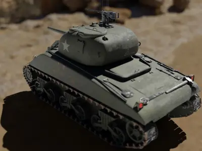 SHERMAN m4 tank Low-poly 3D model