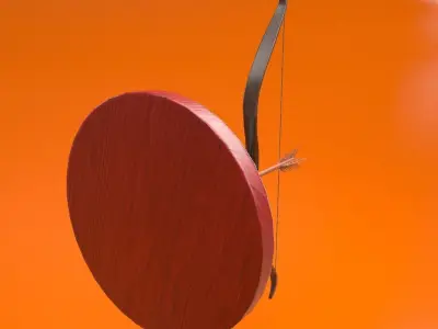 Bow with target Low-poly 3D model