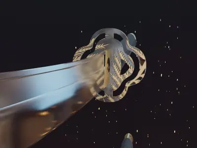 Katana swords flying in air - animation Low-poly 3D model