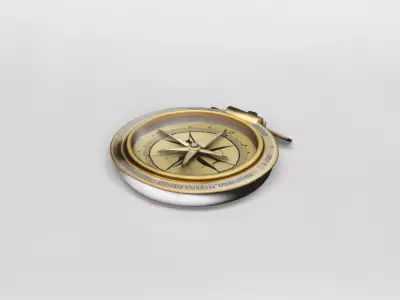 Realistic Vintage Brass Compass 3D Model 3D model