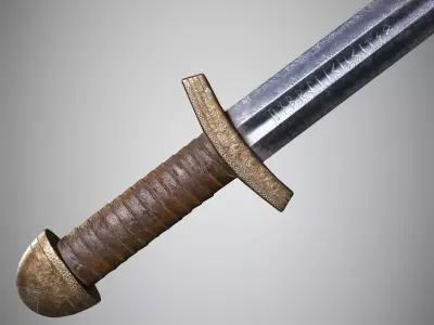 Medieval Viking Sword AAA Short Battle Sword Low-poly 3D model