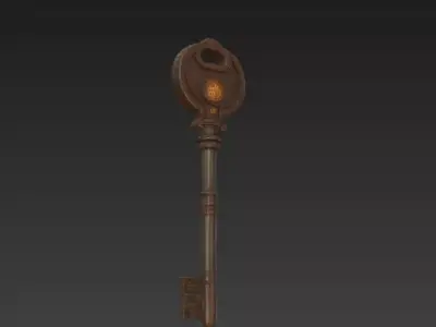 Antique Fantasy Key 3D Model - Gothic Ornamental Medieval Asset 3D model
