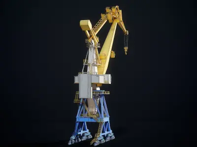 Double JIB Level Luffing Port Crane 3D model