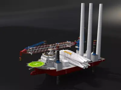 Offshore Wind Farm Construction Vessel 3D model